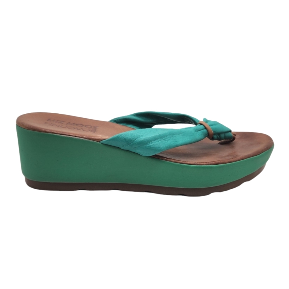 Miz Mooz Inuovo Belize Platform Wedge Leather Thong Sandal Women's Shoes EU 41